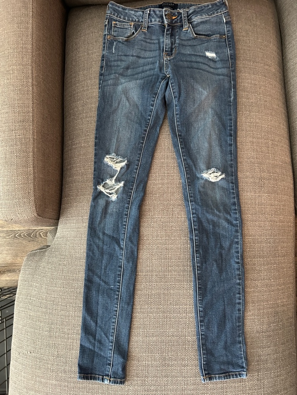 Just USA Dark Blue Distressed Skinny Jeans